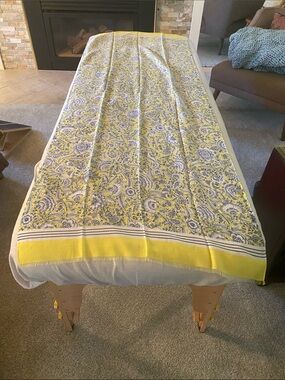 Talbots Yellow Floral-Trim Lightweight Scarf Cotton & Silk